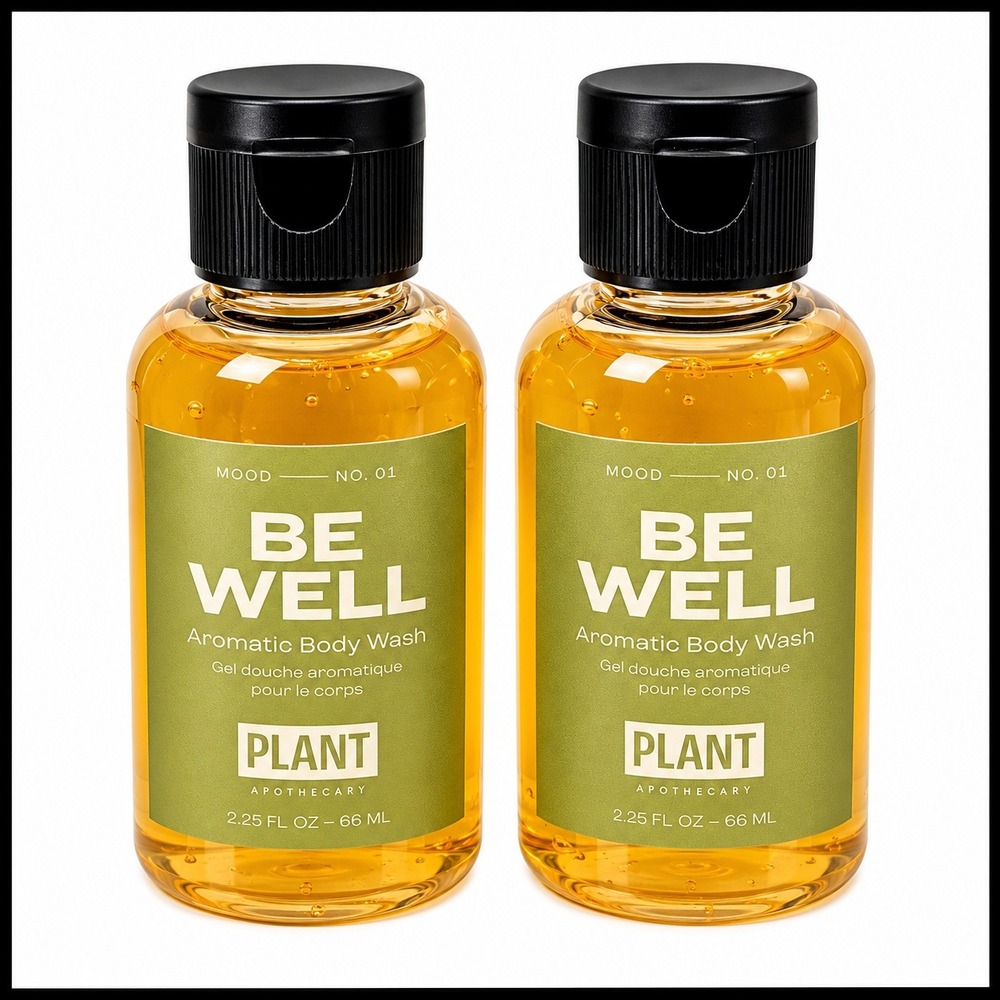 2 x Plant Apothecary Be Well Aromatic Body Wash 2.25 fl.oz. 66 ml. each Travel